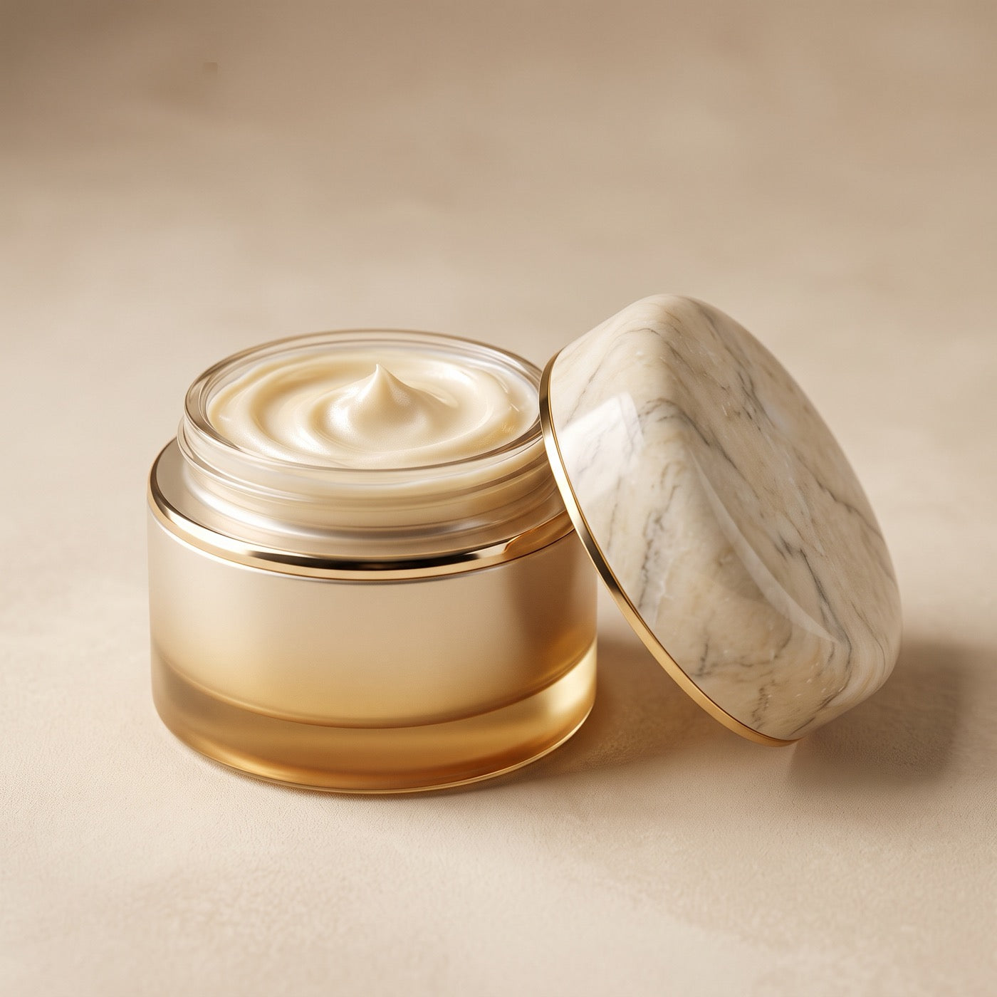 Age-Rewind Cream jar open, showing the rich renewing moisturizer